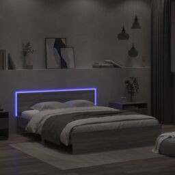 Berkfield Home Bed Frame with LED without Mattress Grey Sonoma 160x200 cm - thumbnail 4