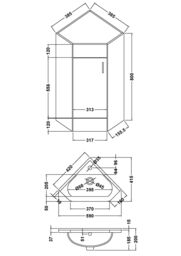 Balterley Gloss White Free Standing 1 Door Corner Vanity Basin Unit 555mm - thumbnail 8