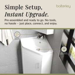 Balterley Gloss White Free Standing 1 Door Corner Vanity Basin Unit 555mm - thumbnail 7