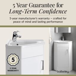 Balterley Gloss White Free Standing 1 Door Corner Vanity Basin Unit 555mm - thumbnail 4