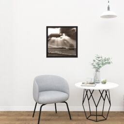 "Artery8 Wall Art Print Rattar Wind Bound Lerwick Clipper Ship Maella Photo Square Framed Picture 16X16 Inch in Black - Size: W16"" x H16""" - thumbnail 2