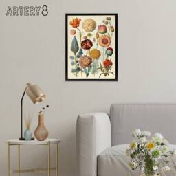 "Artery8 Vintage Botanical Flowers Haeckel Inspired Framed Canvas Wall Art Print - Size: W12"" x H16""" - thumbnail 3