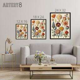 "Artery8 Vintage Botanical Flowers Haeckel Inspired Framed Canvas Wall Art Print - Size: W12"" x H16""" - thumbnail 4