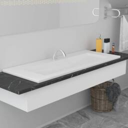 Berkfield Home Built-in Basin 101x39.5x18.5 cm Ceramic White - thumbnail 2