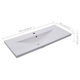 Berkfield Home Built-in Basin 101x39.5x18.5 cm Ceramic White - thumbnail 7