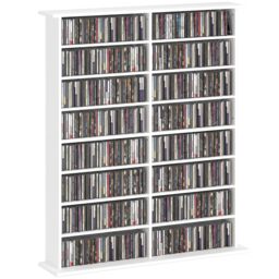HOMCOM CD Storage Unit DVD Tower Blu-ray Storage Shelf for Office in White - thumbnail 2