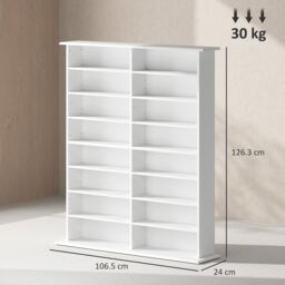 HOMCOM CD Storage Unit DVD Tower Blu-ray Storage Shelf for Office in White - thumbnail 3