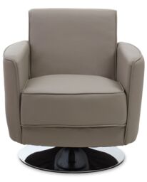 Orsina Grey Leather Effect Arm Chair, Leather Living Room Chair with Chrome Base, Upholstered Dining Chair in Brown - thumbnail 6