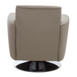 Orsina Grey Leather Effect Arm Chair, Leather Living Room Chair with Chrome Base, Upholstered Dining Chair in Brown - thumbnail 4