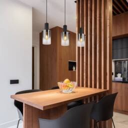 Netlighting Florentina Bar Pendant Matt Black Smoke Glass Shade 3x E27 - thumbnail 5
