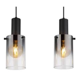 Netlighting Florentina Bar Pendant Matt Black Smoke Glass Shade 3x E27 - thumbnail 3