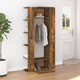 Berkfield Home Hallway Cabinets 2 pcs Smoked Oak Engineered Wood in Brown - thumbnail 1