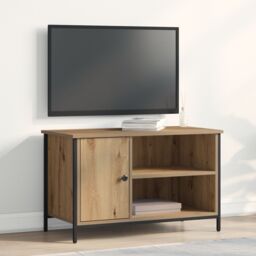 Berkfield Home TV Cabinet Artisan Oak 80x40x50 cm Engineered Wood & Steel in Beige - Size: 80 x 40 x 50 cm