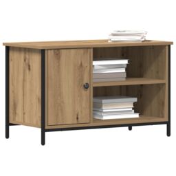 Berkfield Home TV Cabinet Artisan Oak 80x40x50 cm Engineered Wood & Steel in Beige - Size: 80 x 40 x 50 cm - thumbnail 3