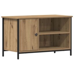 Berkfield Home TV Cabinet Artisan Oak 80x40x50 cm Engineered Wood & Steel in Beige - Size: 80 x 40 x 50 cm - thumbnail 2