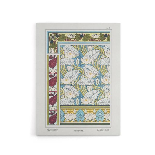 "Artery8 Water Lily Patterns Canvas Wall Art Print Vintage Floral Verneuil - Size: W18"" x H24""" - image 1