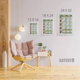 "Artery8 Water Lily Patterns Canvas Wall Art Print Vintage Floral Verneuil - Size: W18"" x H24""" - thumbnail 4