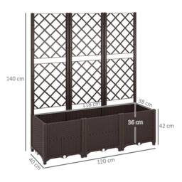 SPETLEK Plastic Raised Planter Box with Trellis Drainage Holes in Dark Grey - Size: 10kg - thumbnail 2