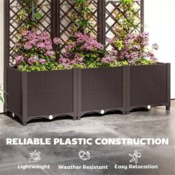 SPETLEK Plastic Raised Planter Box with Trellis Drainage Holes in Dark Grey - Size: 10kg - thumbnail 6