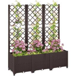SPETLEK Plastic Raised Planter Box with Trellis Drainage Holes in Dark Grey - Size: 10kg
