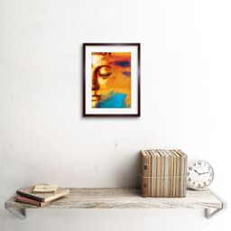"Artery8 Wall Art Print Buddha Face Gold Collage Art Framed 9x7 inch in Brown - Size: W7"" x H9""" - thumbnail 2
