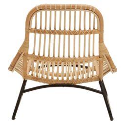 Orsina Wide Brown Natural Rattan Chair, Rattan Dining Chair for Outdoor, Rattan Patio Chair, Wood Reclined Chair - thumbnail 4