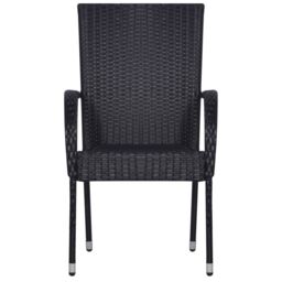 Berkfield Home Stackable Outdoor Chairs 4 pcs Poly Rattan Black - thumbnail 3