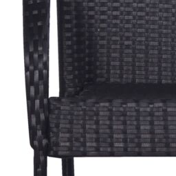 Berkfield Home Stackable Outdoor Chairs 4 pcs Poly Rattan Black - thumbnail 4