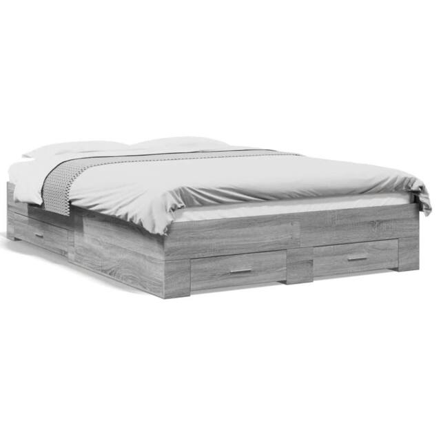 Berkfield Home Bed Frame with Drawers without Mattress Grey Sonoma 140x190 cm - image 1