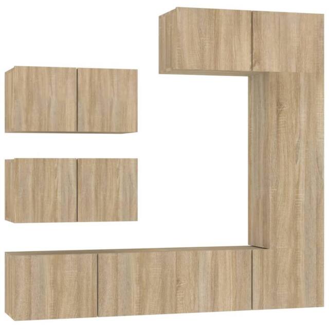 Berkfield Home 6 Piece TV Cabinet Set Sonoma Oak Engineered Wood in Light Tan - image 1
