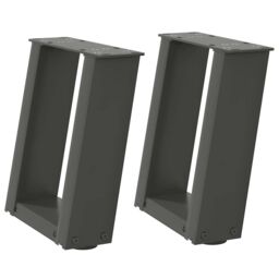 Berkfield Home Coffee Table Legs U-Shaped 2 pcs Anthracite 30x(30-31) cm Steel in Black - thumbnail 2