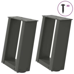 Berkfield Home Coffee Table Legs U-Shaped 2 pcs Anthracite 30x(30-31) cm Steel in Black - thumbnail 1