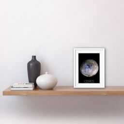 "Artery8 Wall Art Print NASA Dwarf Planet Ceres False-Color Poster Artwork Framed 9X7 Inch in White - Size: W7"" x H9""" - thumbnail 2