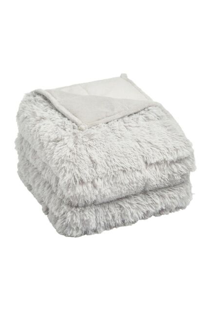OHS Fluffy Fleece Weighted Blanket Sensory Throw, 125 x 180cm - 6kg in Silver - Size: 125 cm x 180 cm - image 1