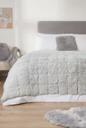 OHS Fluffy Fleece Weighted Blanket Sensory Throw, 125 x 180cm - 6kg in Silver - Size: 125 cm x 180 cm - thumbnail 2
