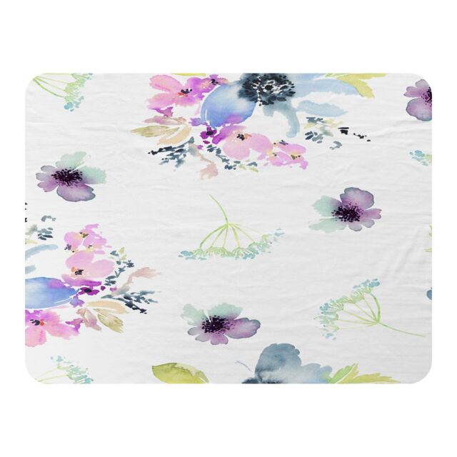 Benjamin Tate Design Watercolour Flowers Blanket in Natural - Size: 120 cm x 150 cm - image 1