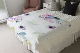 Benjamin Tate Design Watercolour Flowers Blanket in Natural - Size: 120 cm x 150 cm - thumbnail 3