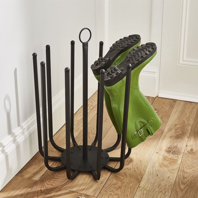 House of Home Welly Holder Stand 5 Pair Black Boot Shoe Holder Rack Round Organiser Space Saver Storage - image 1