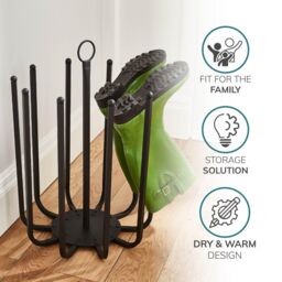 House of Home Welly Holder Stand 5 Pair Black Boot Shoe Holder Rack Round Organiser Space Saver Storage - thumbnail 3