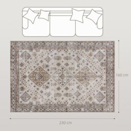 HOMCOM Flannel Non-Slip Washable Rug for Living Room, Beige - Size: 230 cm x 160 cm - thumbnail 3