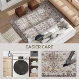 HOMCOM Flannel Non-Slip Washable Rug for Living Room, Beige - Size: 230 cm x 160 cm - thumbnail 5