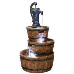 Primrose Hand Barrel Water Feature Bowl Fountain 3 Tier Cascade Garden 92cm in Brown - thumbnail 2