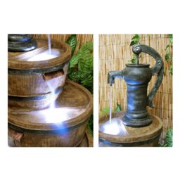 Primrose Hand Barrel Water Feature Bowl Fountain 3 Tier Cascade Garden 92cm in Brown - thumbnail 5