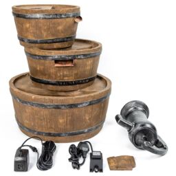 Primrose Hand Barrel Water Feature Bowl Fountain 3 Tier Cascade Garden 92cm in Brown - thumbnail 3