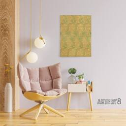 "Artery8 Kennet Floral Pattern Orange Green Canvas Wall Art Print Morris - Size: W18"" x H24""" - thumbnail 3