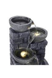 Living and Home Rustic Solar Water Fountain with LED Lights in Grey - thumbnail 5