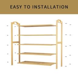 KORVIXA Bamboo Shoe Footwear Rack Organiser Wooden Storage Shelves Stand in Natural - Size: 100 cm - thumbnail 2