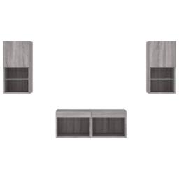Berkfield Home 4 Piece TV Wall Cabinets with LED Lights Grey Sonoma - thumbnail 7