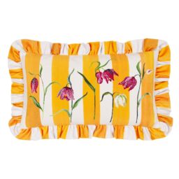 Wylder Nature Marais Fritillaries Printed Chenille Cushion in Yellow - Size: 30 cm x 50 cm - thumbnail 2