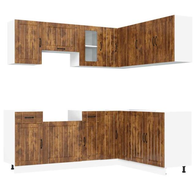 Berkfield Home 11 Piece Kitchen Cabinet Set Kalmar Smoked Oak Engineered Wood in Brown - image 1